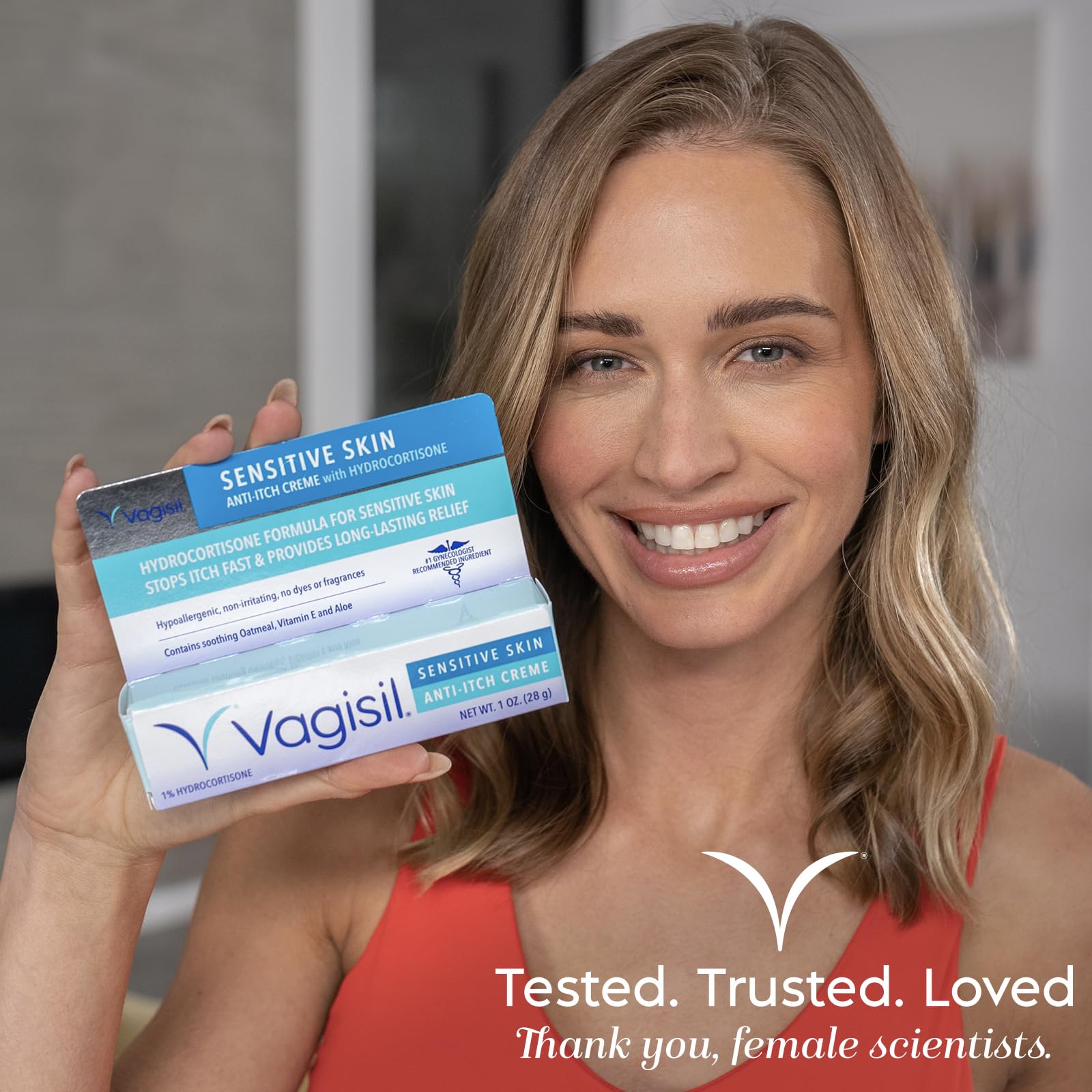 Vagisil 4-pack display featuring four tubes for convenient use
