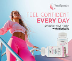 BioticLife daily-use setup with capsules and water for routine