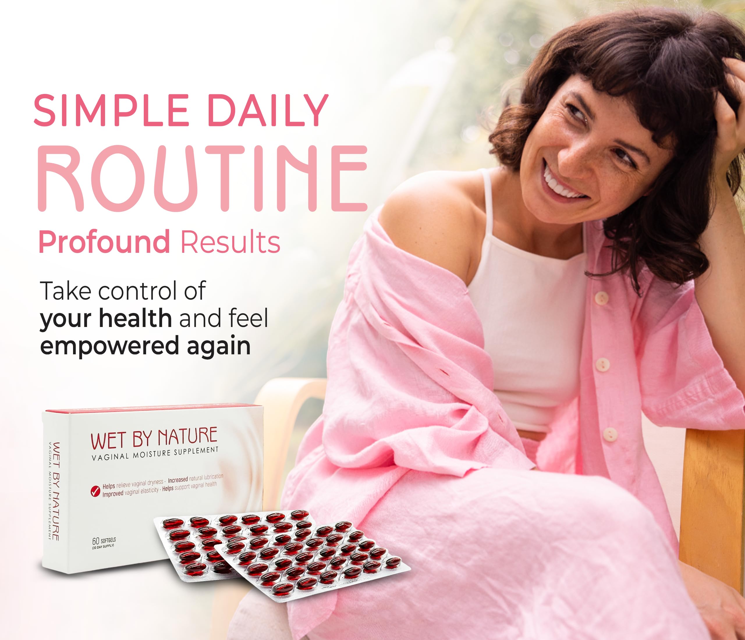 Menopause comfort with Wet by Nature for lasting ease and reduced irritation.