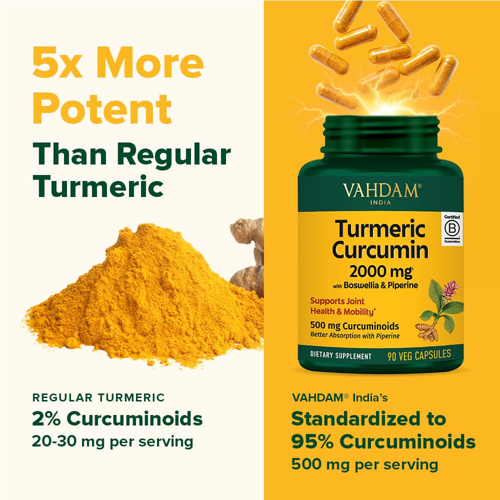 VAHDAM turmeric and boswellia ingredients panel; notes on absorption.