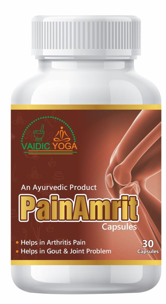 Vaidic Yoga Painamrit capsules close-up for daily wellness support.
