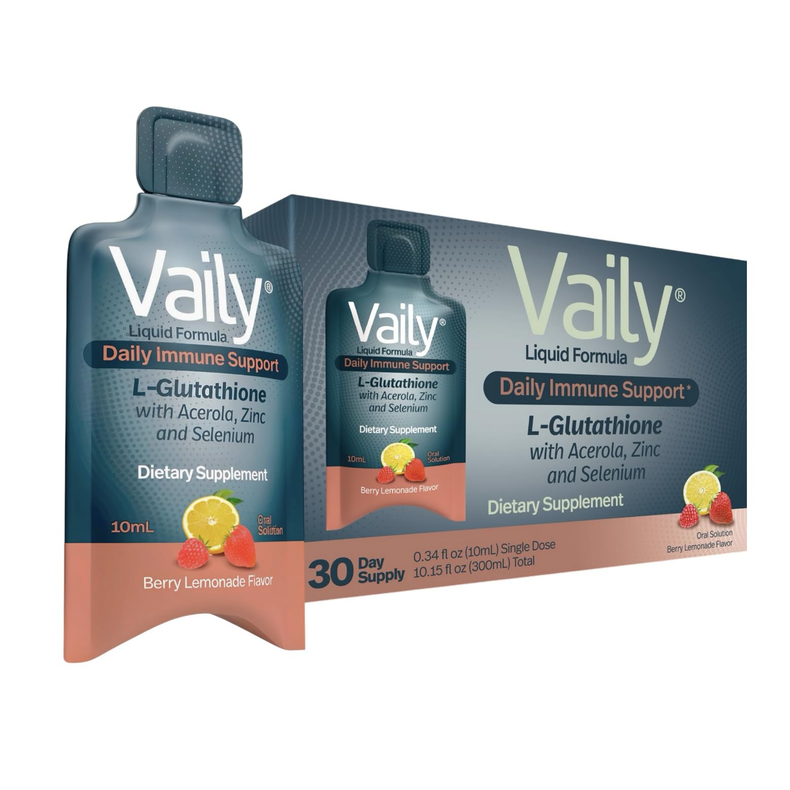 Vaily Immune Support bottle with lemon flavor for daily vitality.