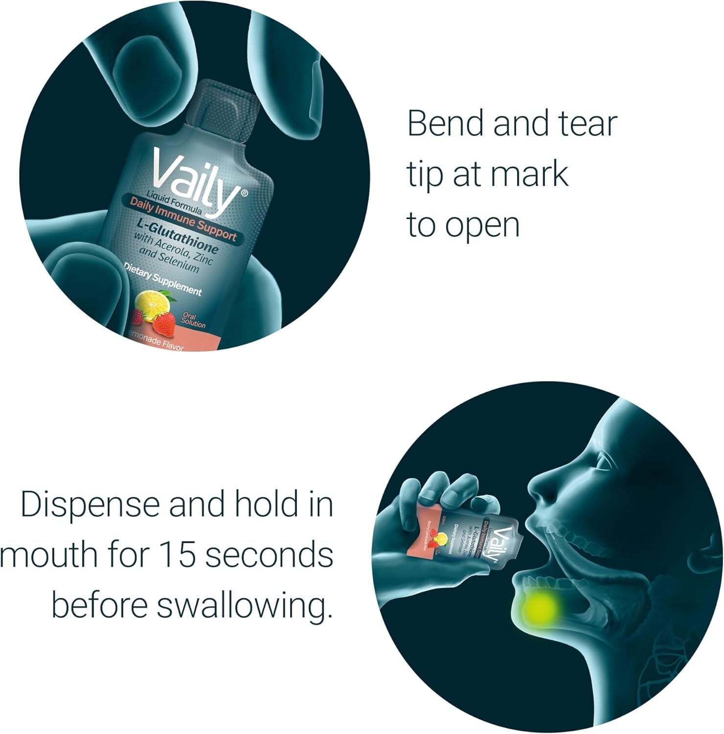 Vaily formulation includes Vitamin C, Zinc, Selenium for immune-support.
