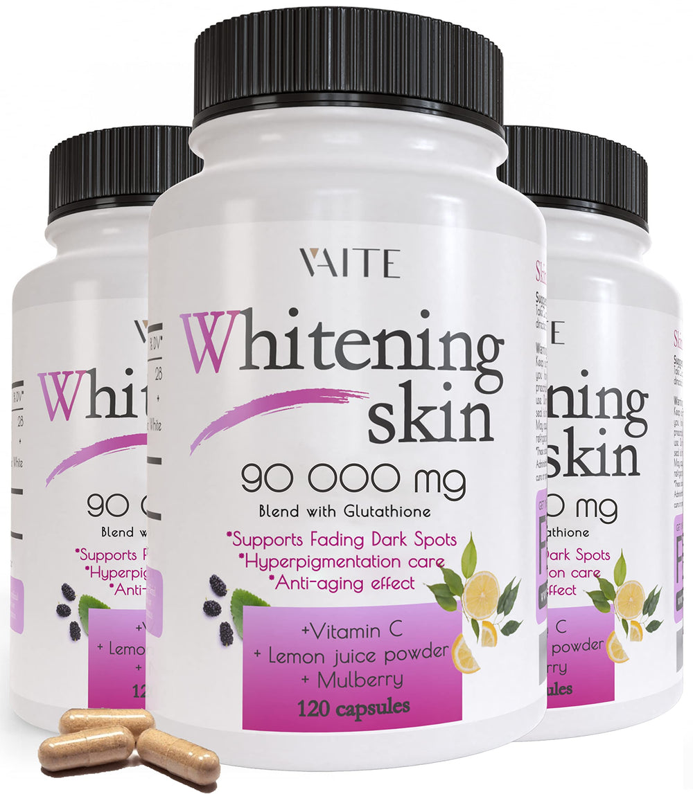 VAITE Glutathione pills bottle close-up showing high-dose liposomal formula for skin support