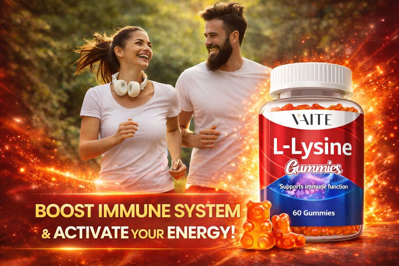 Adult wellness context: easy daily routine with VAITE lysine gummies.