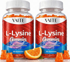 VAITE L-Lysine 1000mg gummies on bottle; vegan formula for everyday wellness