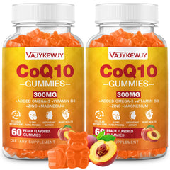 VAJYKEWJY CoQ10 gummies bottle front for vegan, sugar-free energy support.