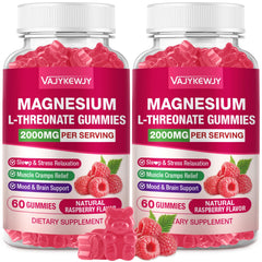 VAJYKEWJY 2 pack bottle with magnesium L threonate gummies for daily support