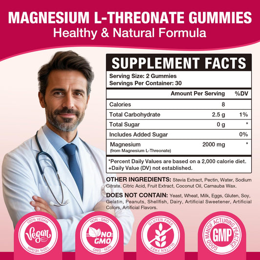 VAJYKEWJY raspberry flavored gummies offering a tasty magnesium L threonate boost