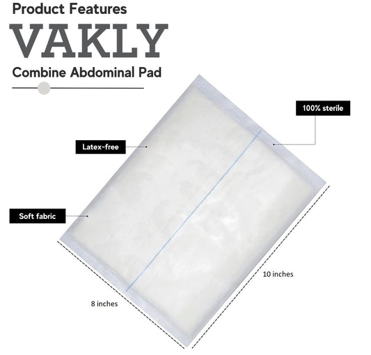 Vakly ABD Combine pad 8x10, sterile and individually wrapped for easy handling