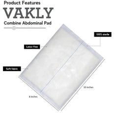 Vakly ABD Combine pad 8x10, sterile and individually wrapped for easy handling