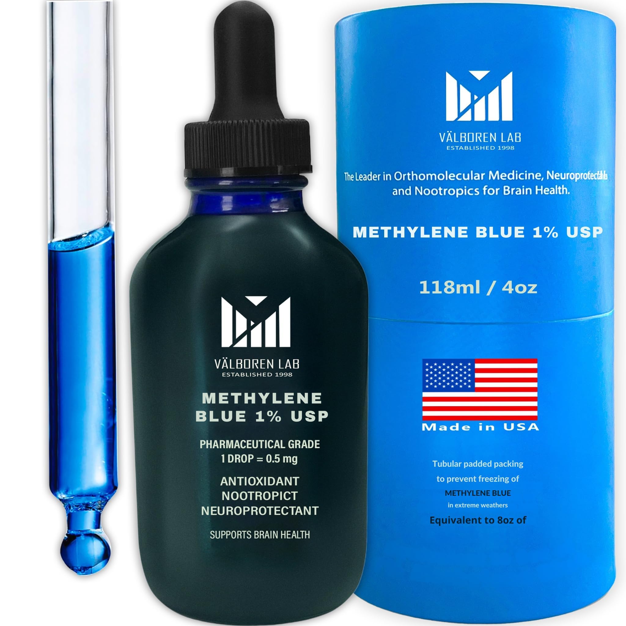 Valboren Labs Methylene Blue 1percent bottle for daily dietary use.