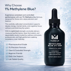 Valboren Labs Methylene Blue bottle back view with label.