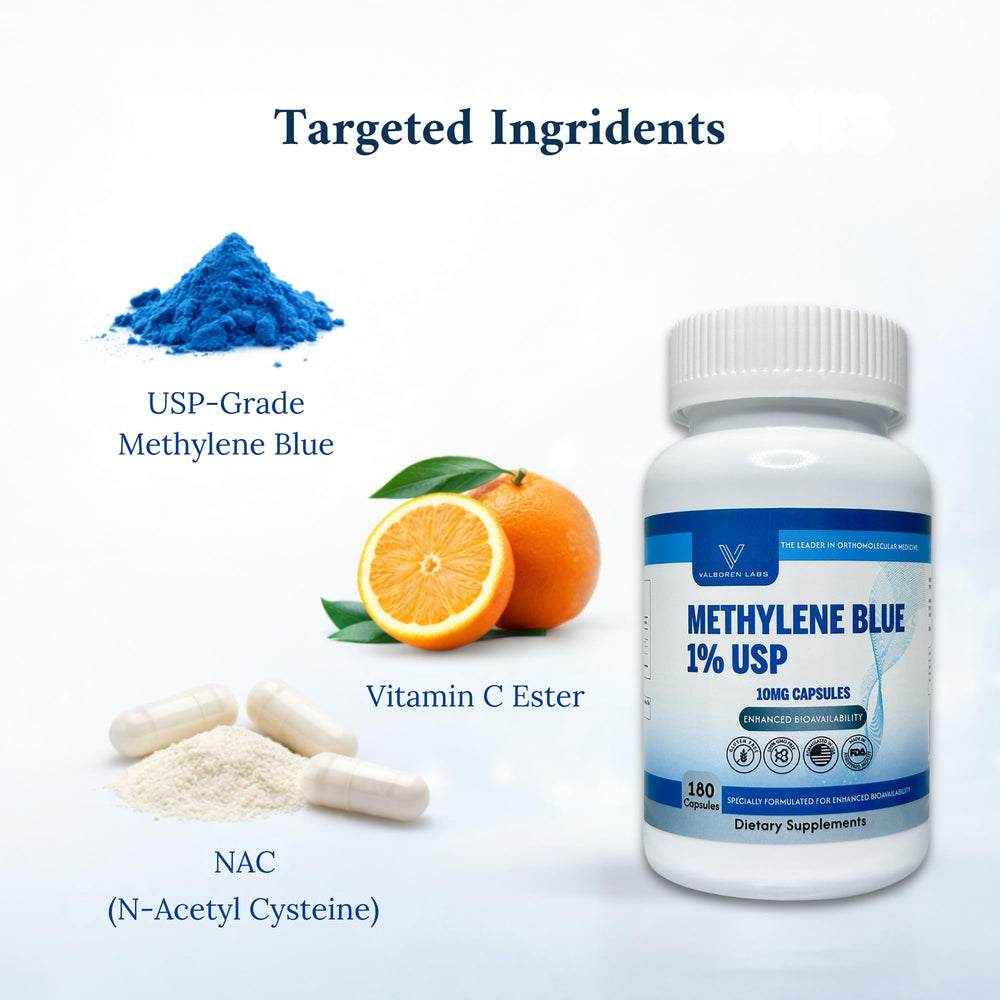 Valboren Labs Methylene Blue Capsules person taking a capsule for focus.