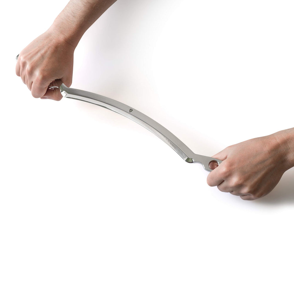 ValeoFM handlebar IASTM tool stainless steel viewed from the front for precise fascia release.