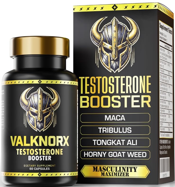 VALKNORX Ultra Strength bottle shown for daily testosterone support and energy