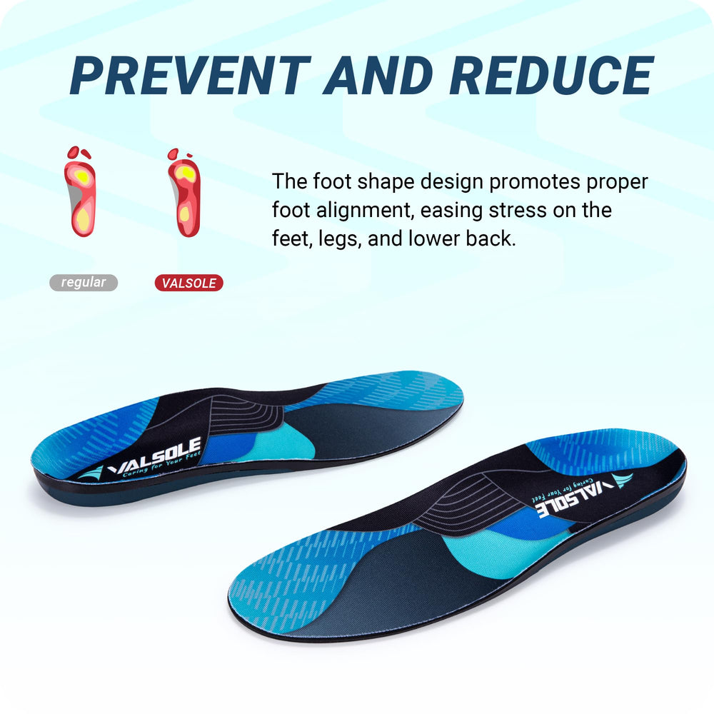 VALSOLE blue forefoot cushion detail showing shock-absorbing layer.