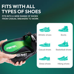 VALSOLE dynamic comfort insoles suited for standing all day in work boots or casual shoes.