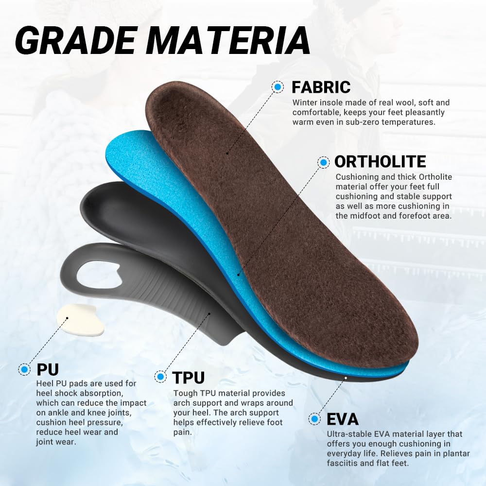 VALSOLE Wool insole for flat feet with warmth and support
