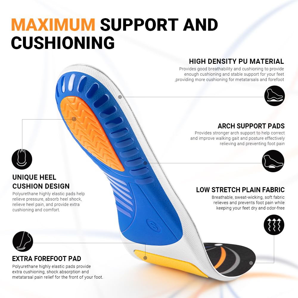 VALSOLE heel-gel-and-metatarsal-pad cushions heel and forefoot during activity.