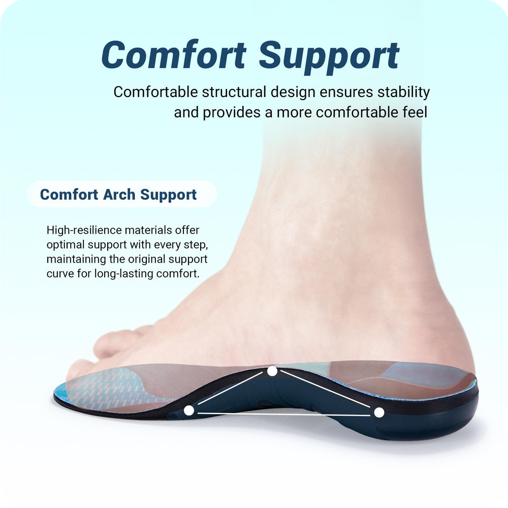 VALSOLE high-arch insoles, side view, demonstrating stability and heel cushioning.