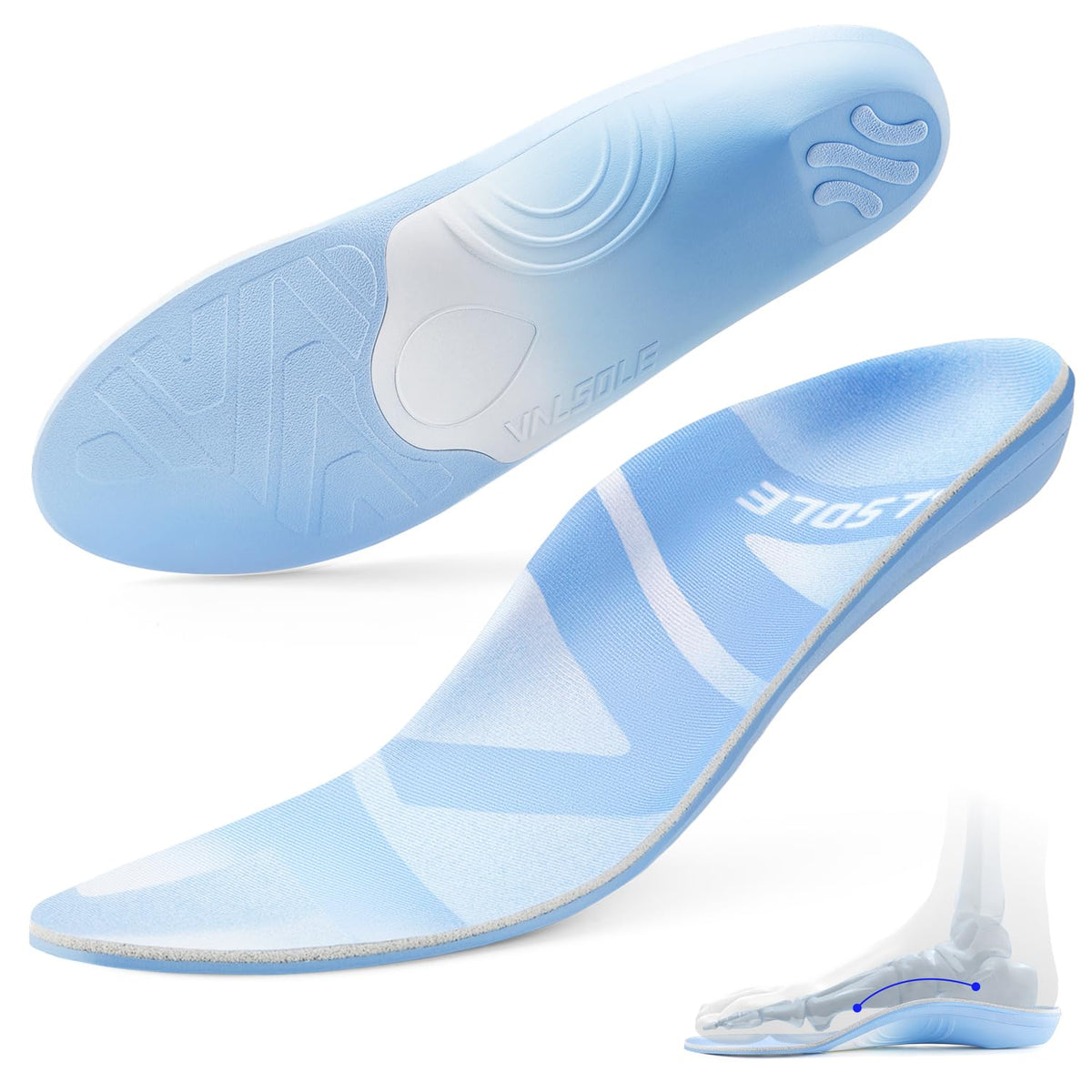 VALSOLE plantar fasciitis relief insoles with arch support for daily comfort.