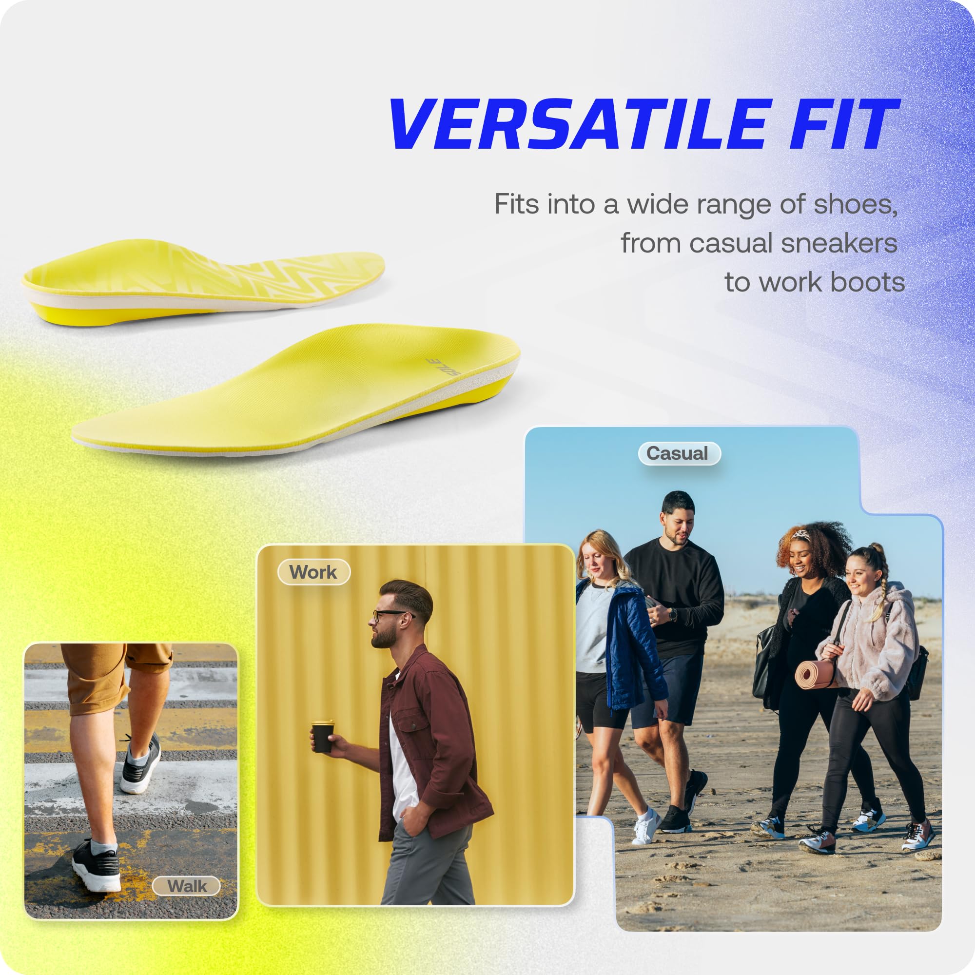 VALSOLE trim-to-fit design adapts to daily wear in work casual and sport shoes