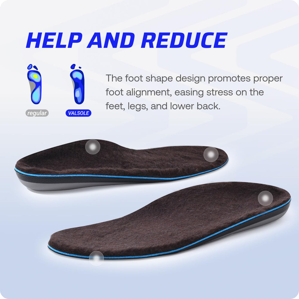VALSOLE winter wool insoles heel cushion with extra padded comfort