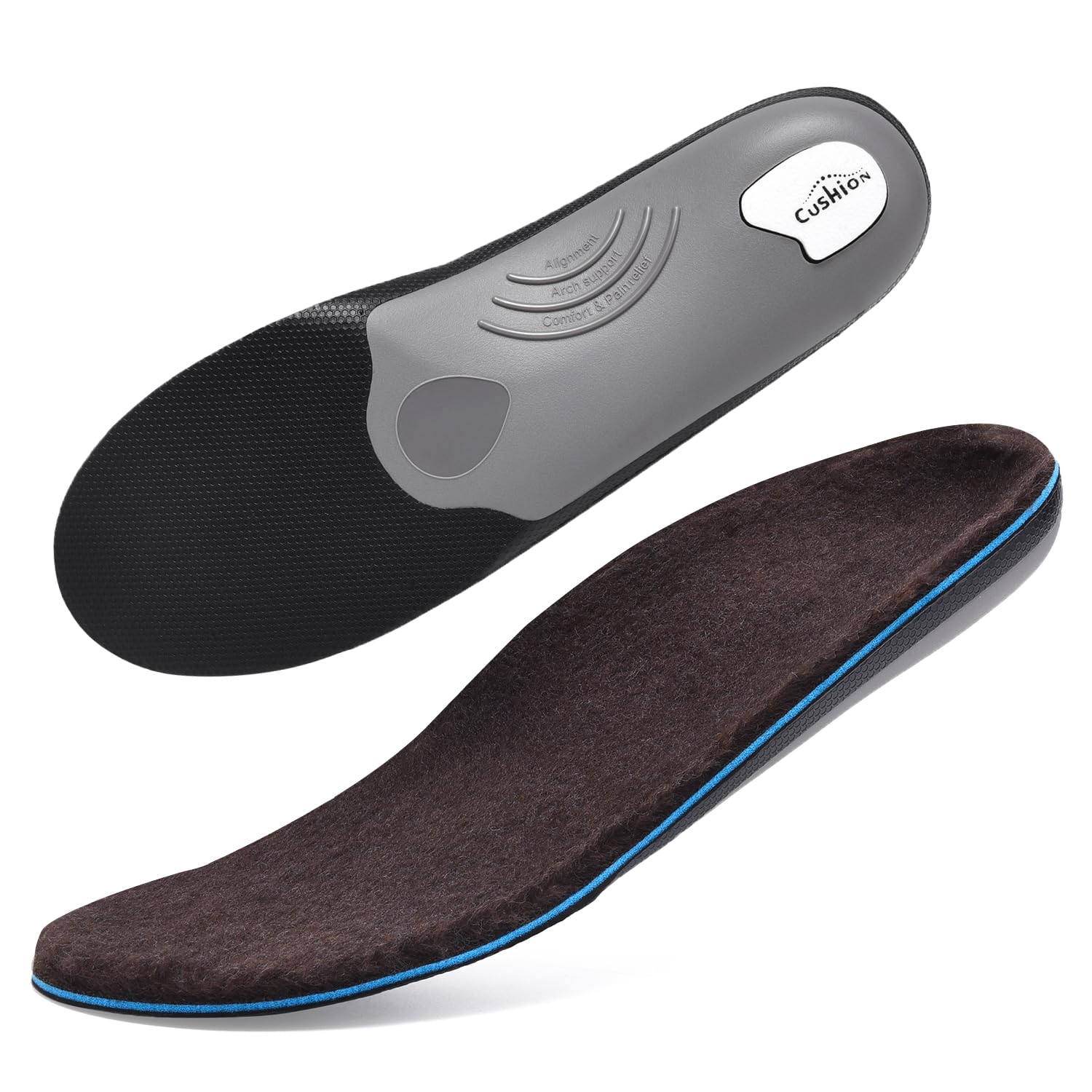 VALSOLE winter wool insole front view for warm, all-day boot comfort.
