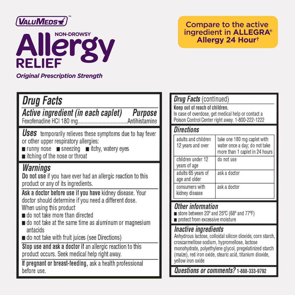 ValuMeds bottle with carton shows clear dosage information.