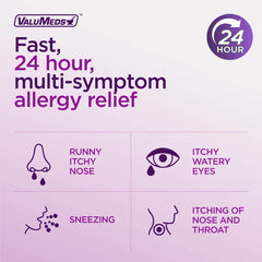 ValuMeds non-drowsy formula packaging highlights daily usage without fatigue.