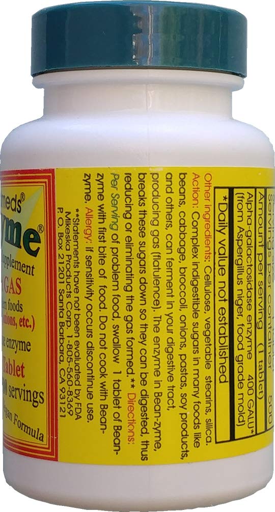 ValuePricedMeds Bean-Zyme capsules in bottle, 500-count digestive enzyme supplement.