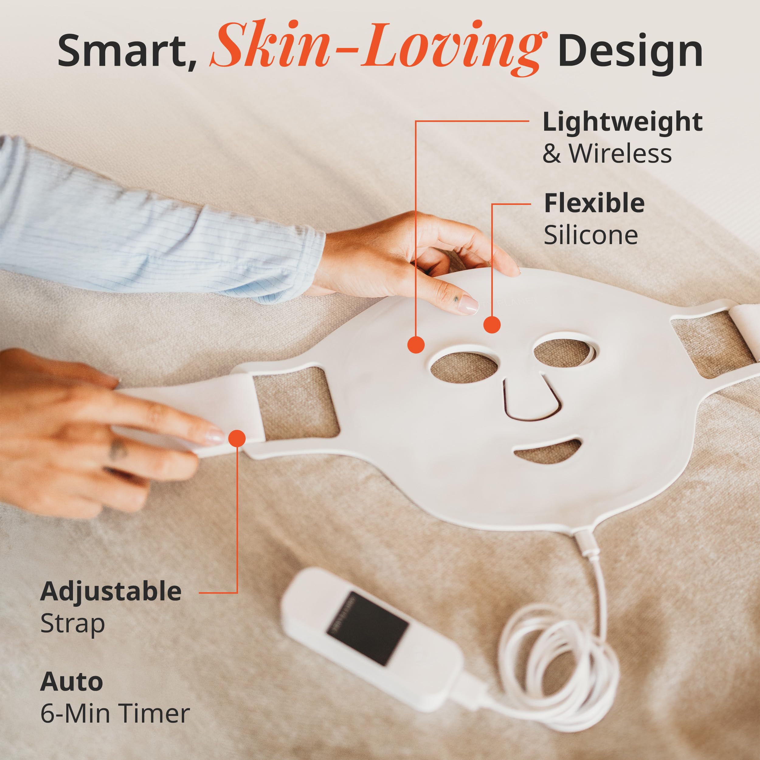 Easy-to-clean silicone surface shown on VANA mask