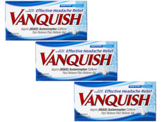 Vanquish aspirin-acetaminophen-caffeine blend on shelf ready