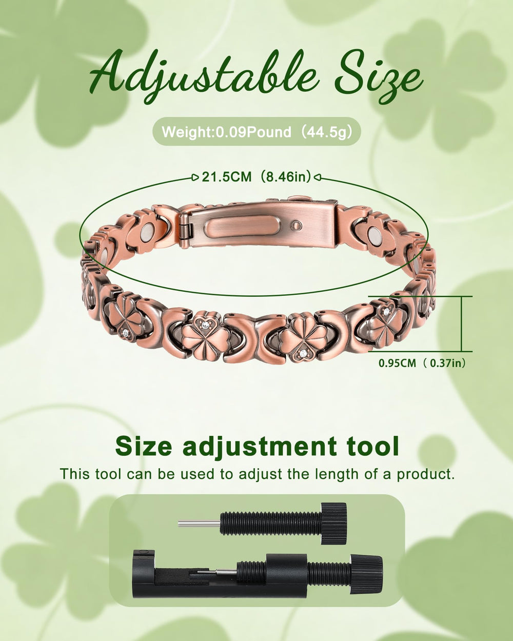 Vapeples copper bracelet adjustable sizing tool enables a custom fit.