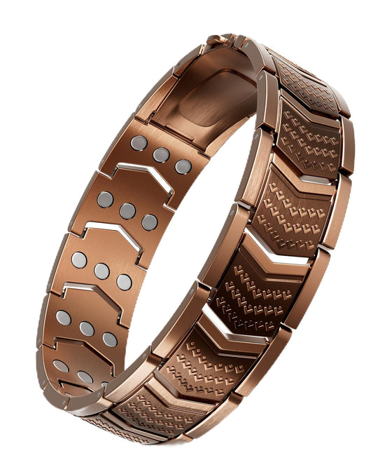 Vapeples copper bracelet for men with shield design for everyday wear
