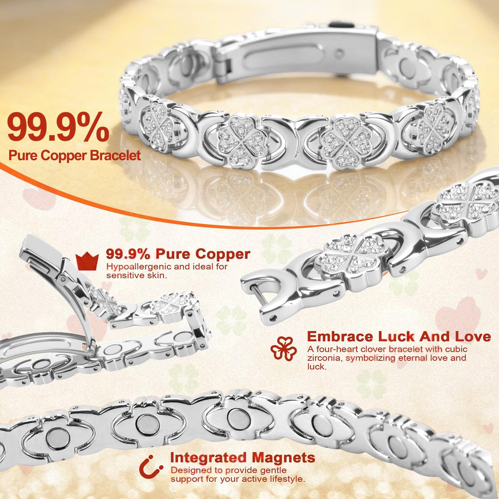 Vapeples copper bracelet close-up showing 3800 Gauss magnets for gentle support.