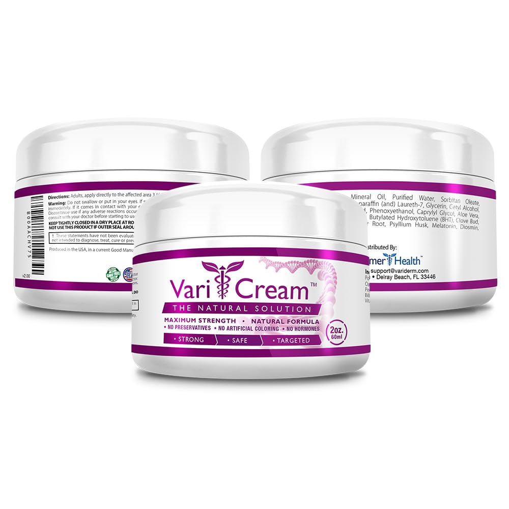 VariDerm VariCream ingredients bottle reveals Bilberry, Ginger, Aloe for soothing care