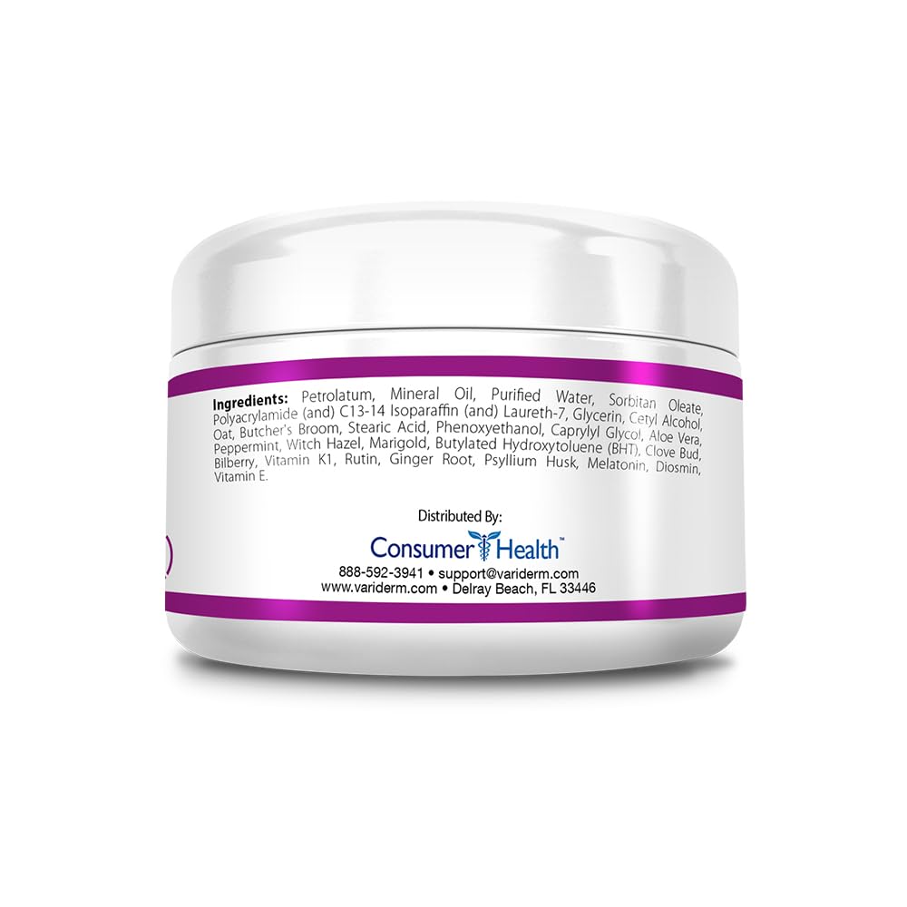 VariDerm VariCream jar back label shows ingredients and usage for daily application
