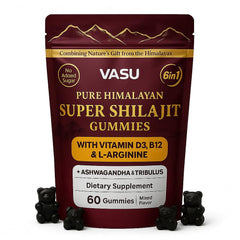 Vasu Shilajit Gummies bottle shows convenient energy support.