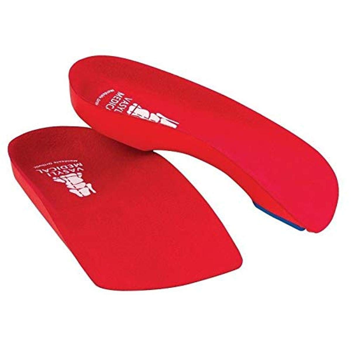 Vasyli 38 custom insoles in red X-Small offer heat-moldable support for long wear.