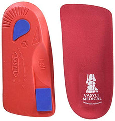 Vasyli Custom 3/4 Length Insole red front view showing arch support