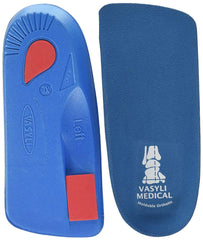 Vasyli Custom Three-Quarter Length Insole Blue for Kids Large, heat moldable daily walking support.