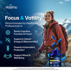 Vitatims Methylene Blue Capsules in hand, easy daily dosing for focused routines