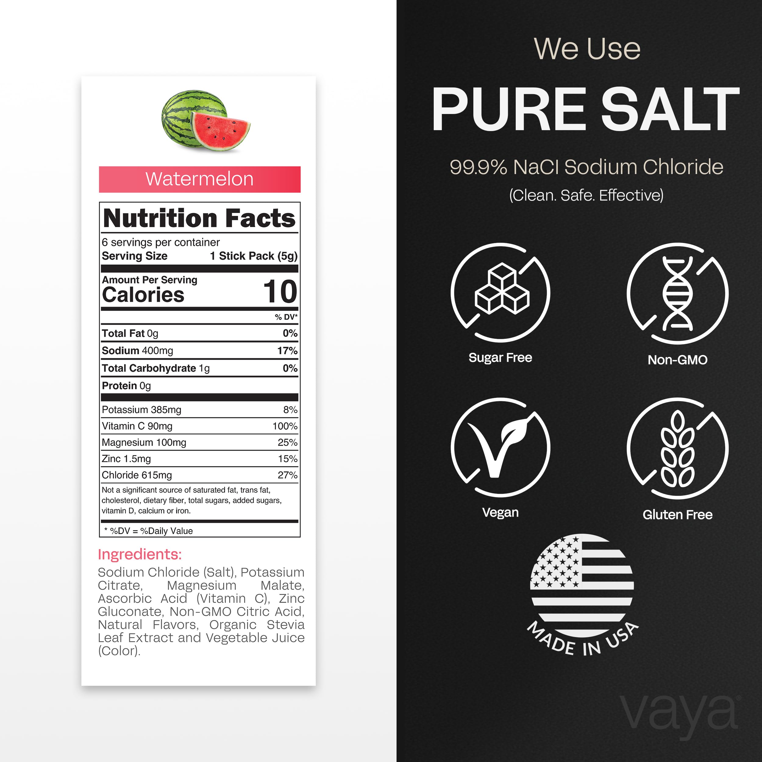 Vaya sugar-free electrolyte packets Watermelon dissolving into a glass for fast hydration after workouts.