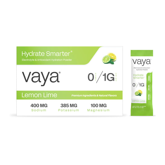 Vaya Sugar Free Electrolyte Packets hero image shows instant hydration on the go.