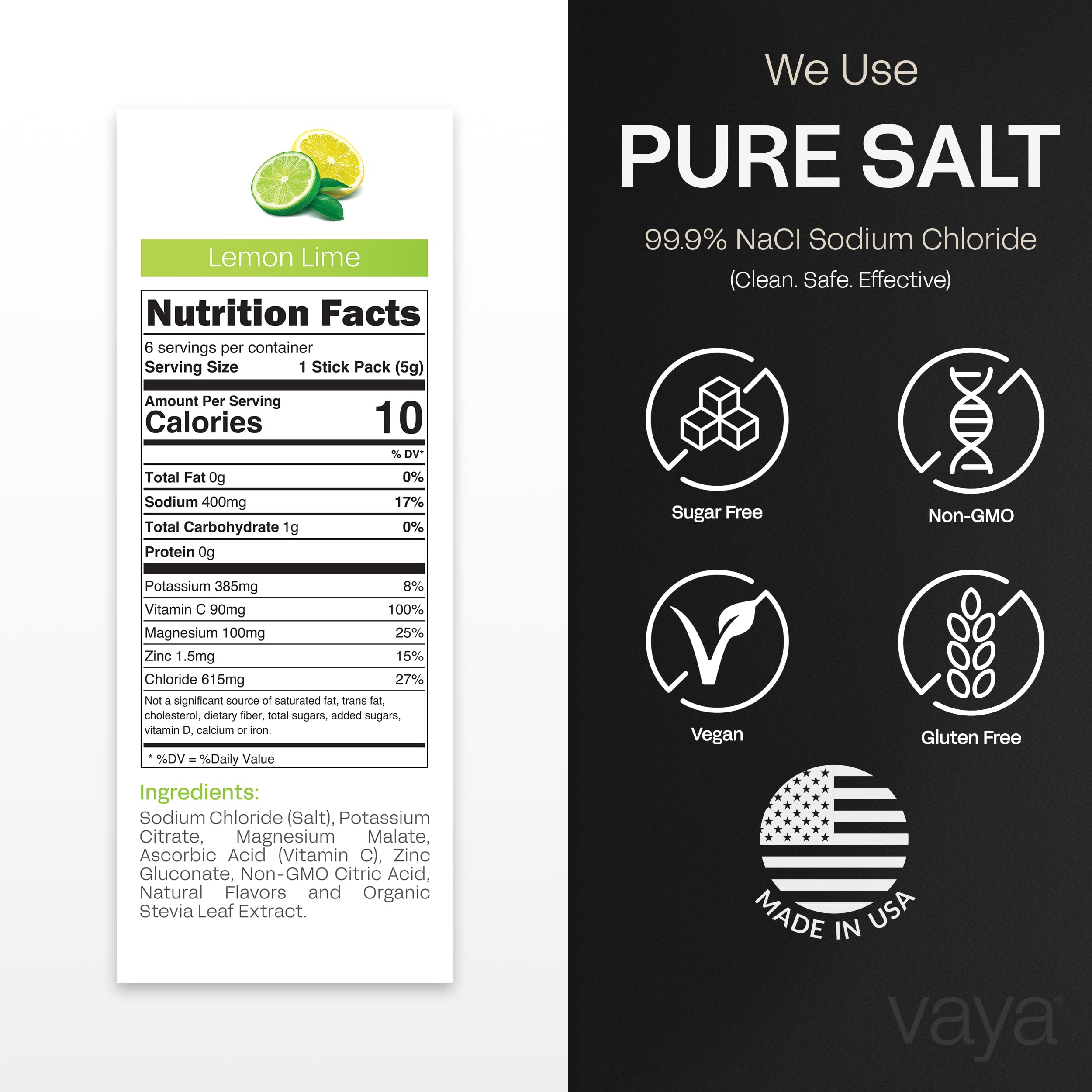 Pouring Vaya Lemon Lime into a glass highlights a refreshing electrolyte mix.