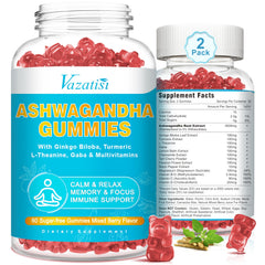 Vazatisi Ashwagandha Gummies mixed berry bottle showing flavor and daily usage benefits