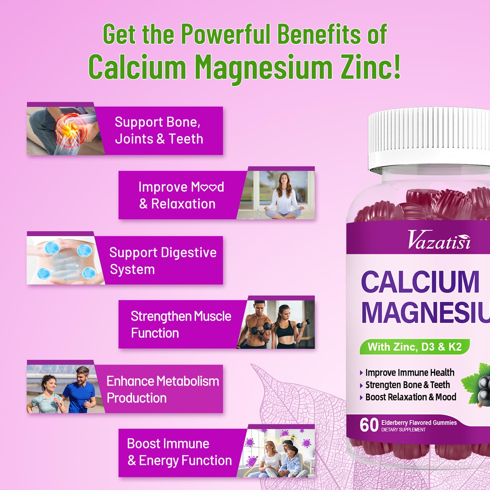 Vazatisi bottle pour shows a two-gummy daily serving.