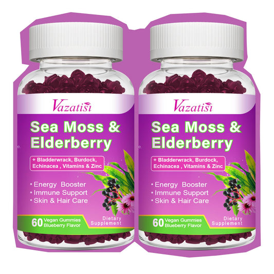 Vazatisi elderberry gummies sea moss bottle front for daily immune wellness